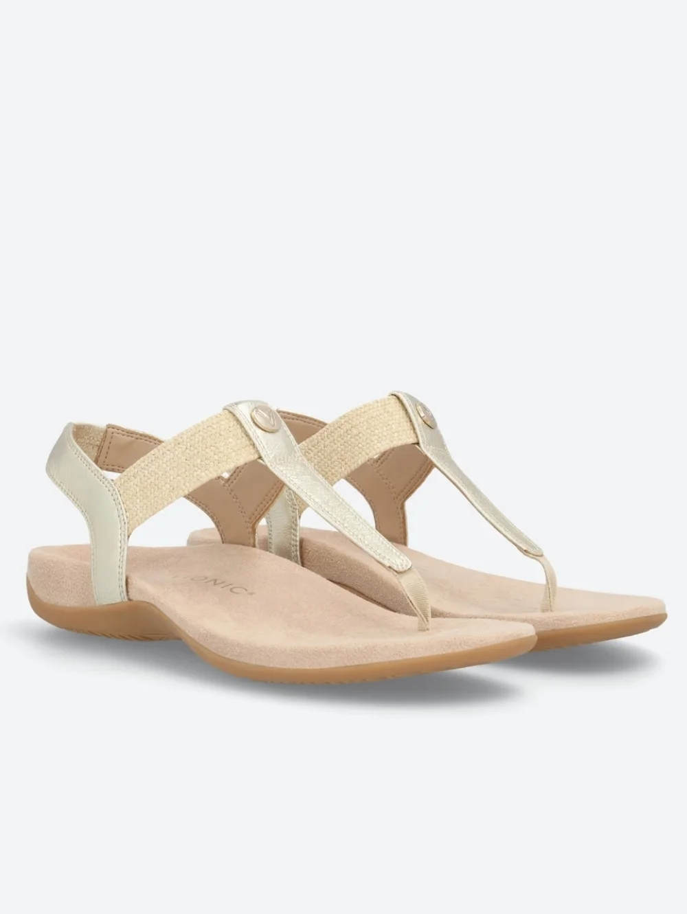 Vionic Brea Gold Metallic Leather Toe Post SlingBack Sandal Size 13 - Picture 3 of 14